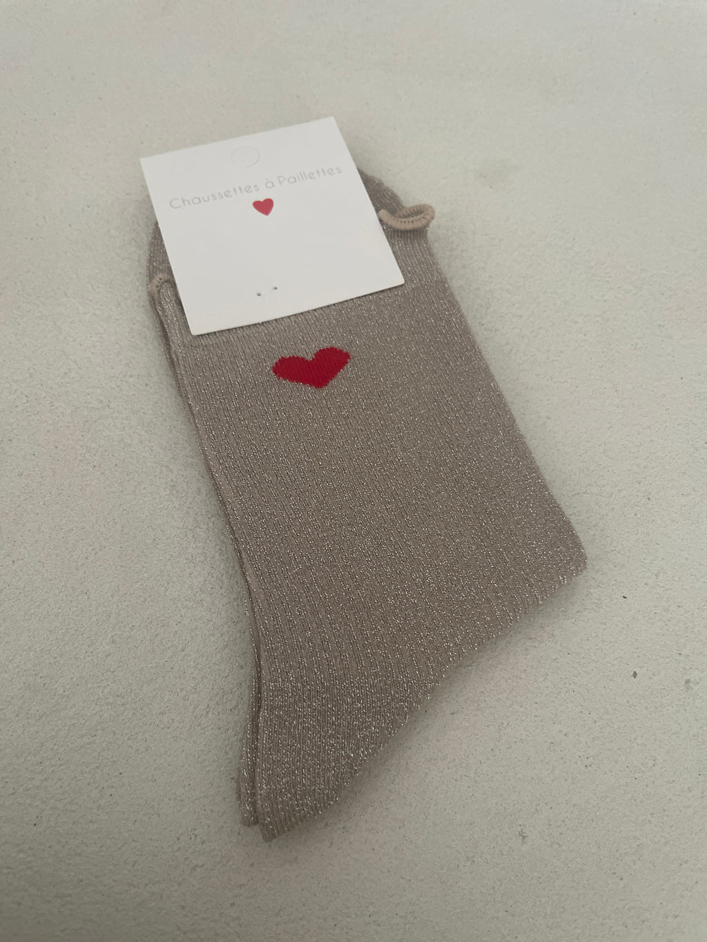 Chaussettes à paillettes - détail coeur
