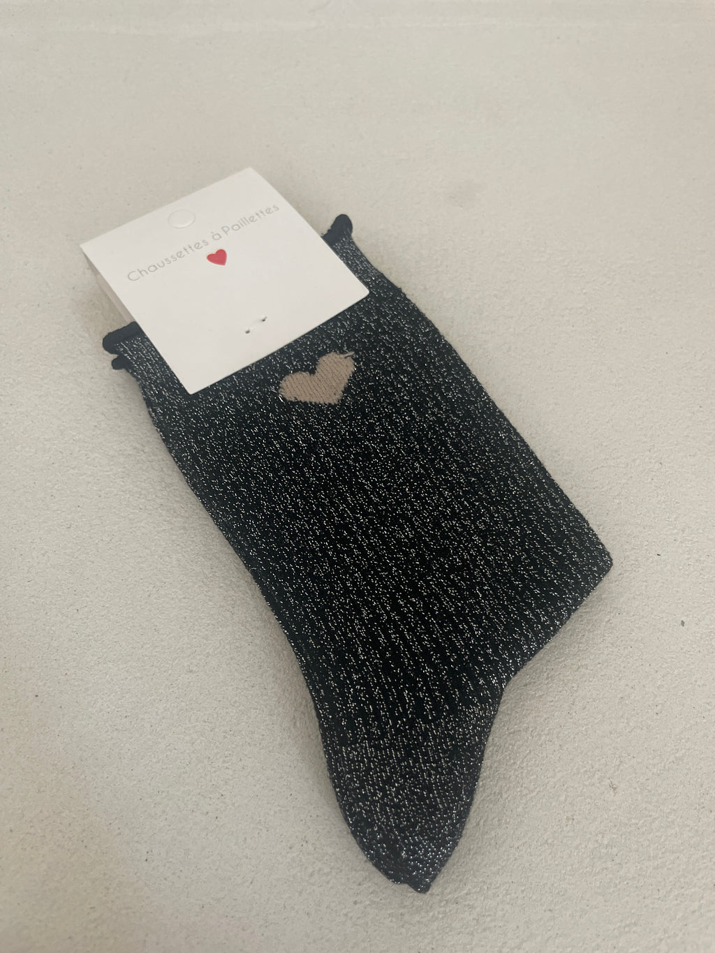 Chaussettes à paillettes - détail coeur
