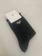 Chaussettes à paillettes - détail coeur
