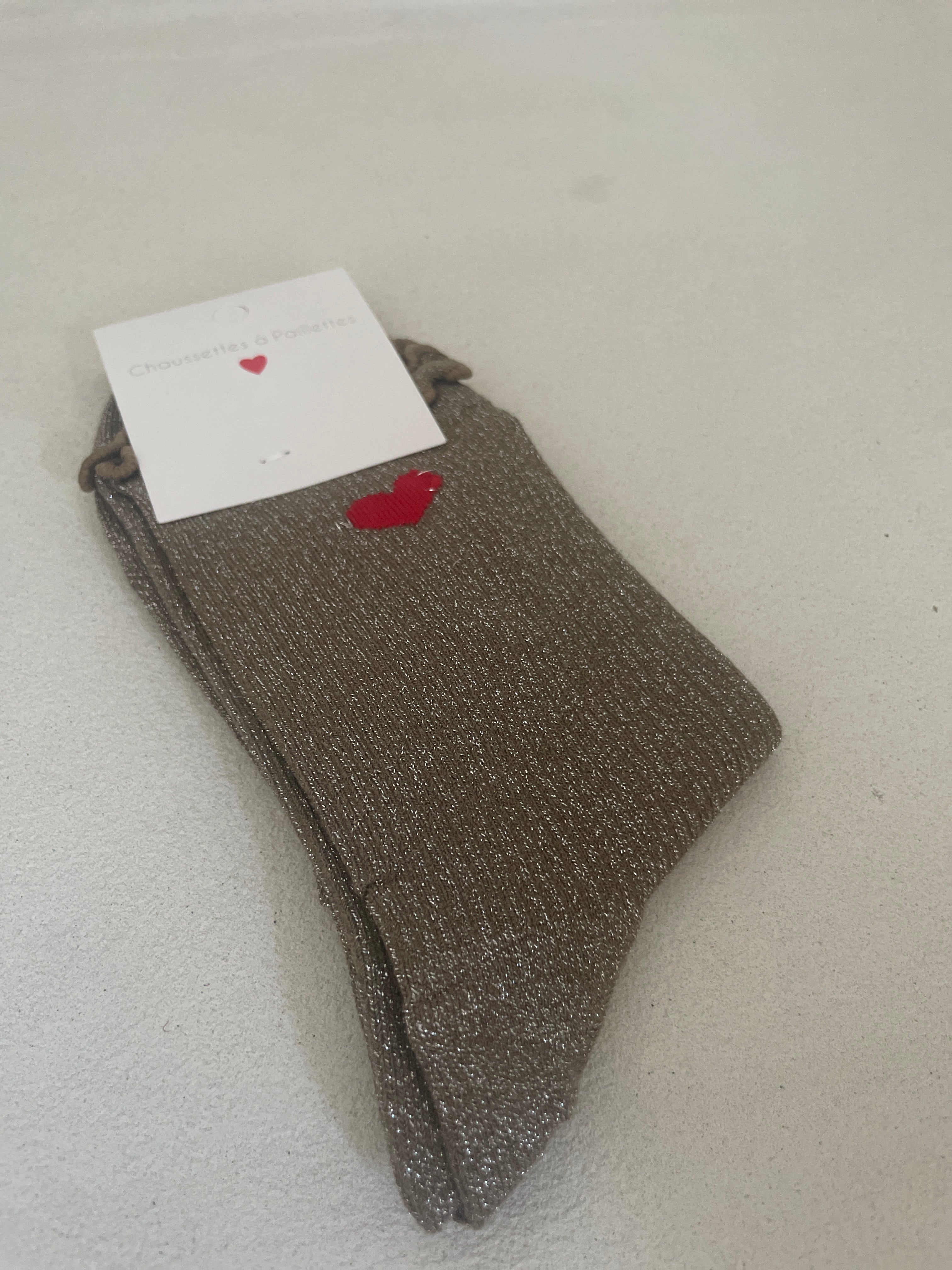 Chaussettes à paillettes - détail coeur